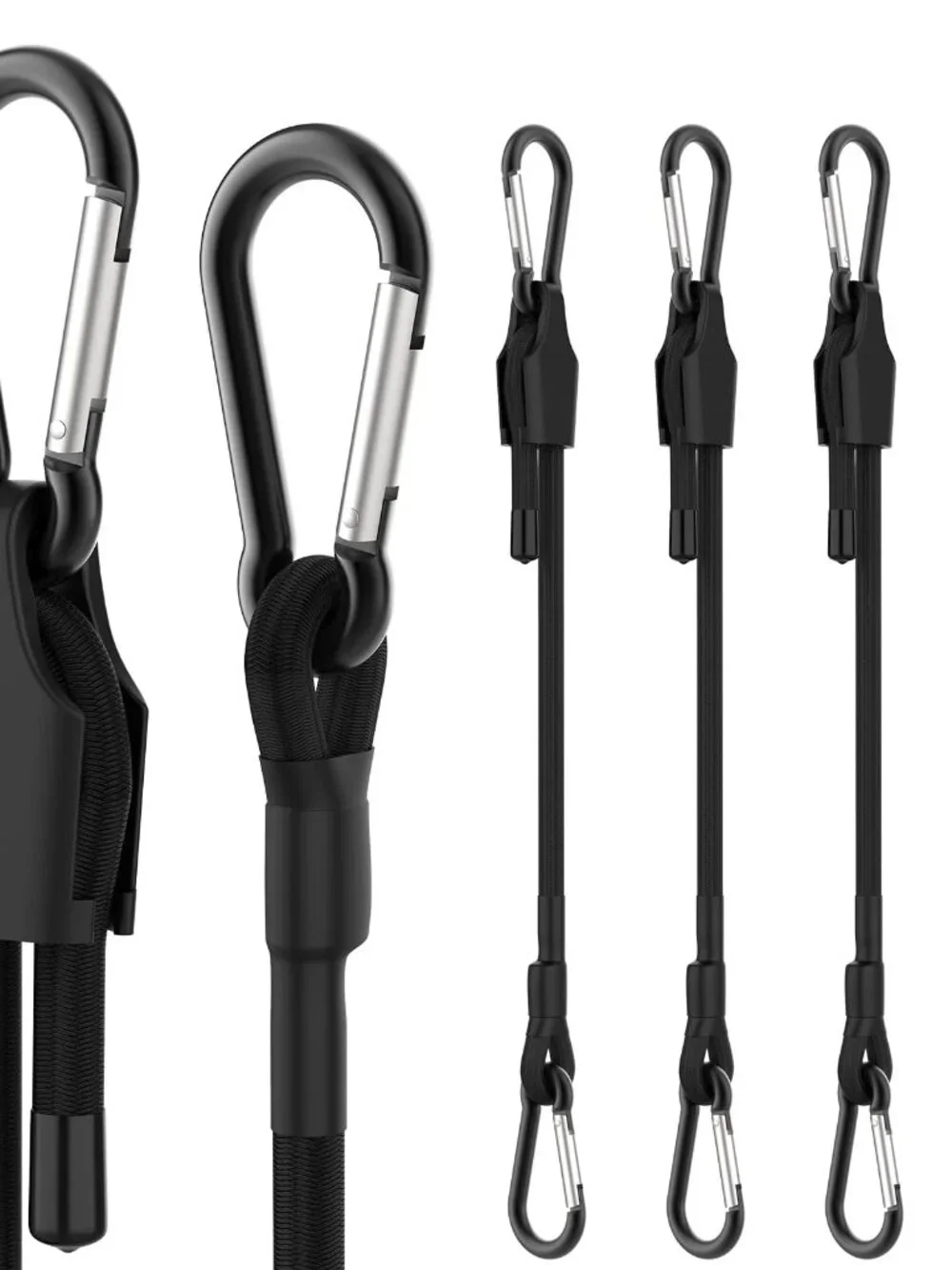 SDTC Tech 12 Inch Adjustable Bungee Cords with Carabiner Hooks, 4 Pack Heavy Dut